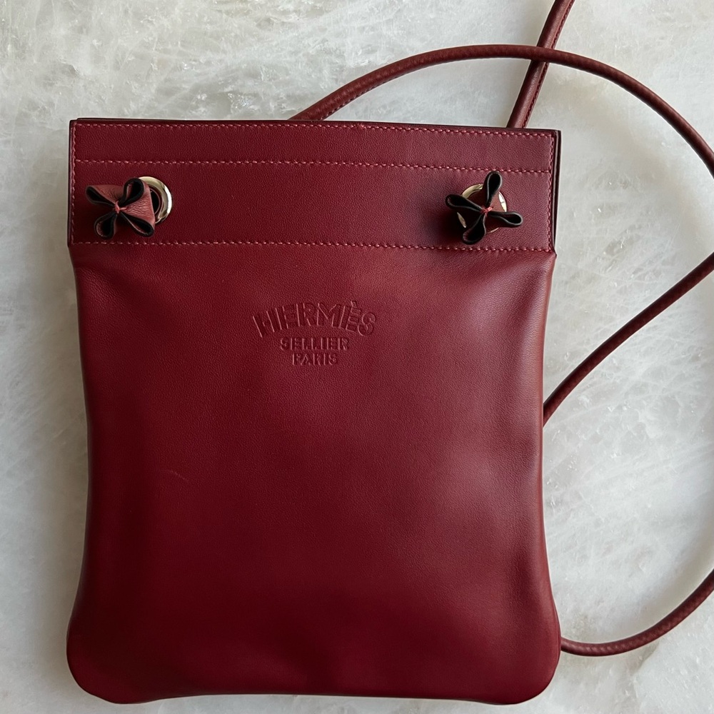 Hermès Milo & Swift Mini Aline RARE Rouge Leather Bucket Crossbody Bag